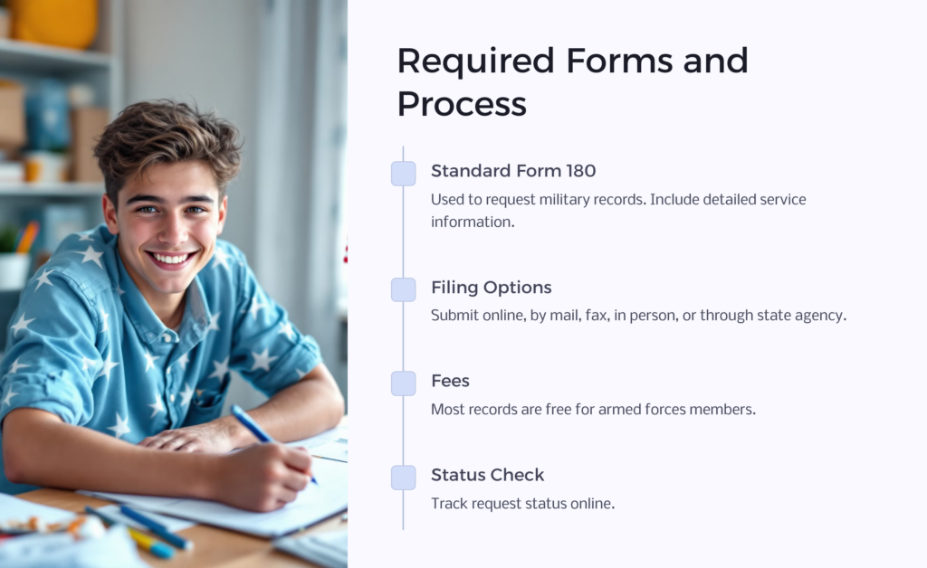 Military Records Required Forms and Process infographic