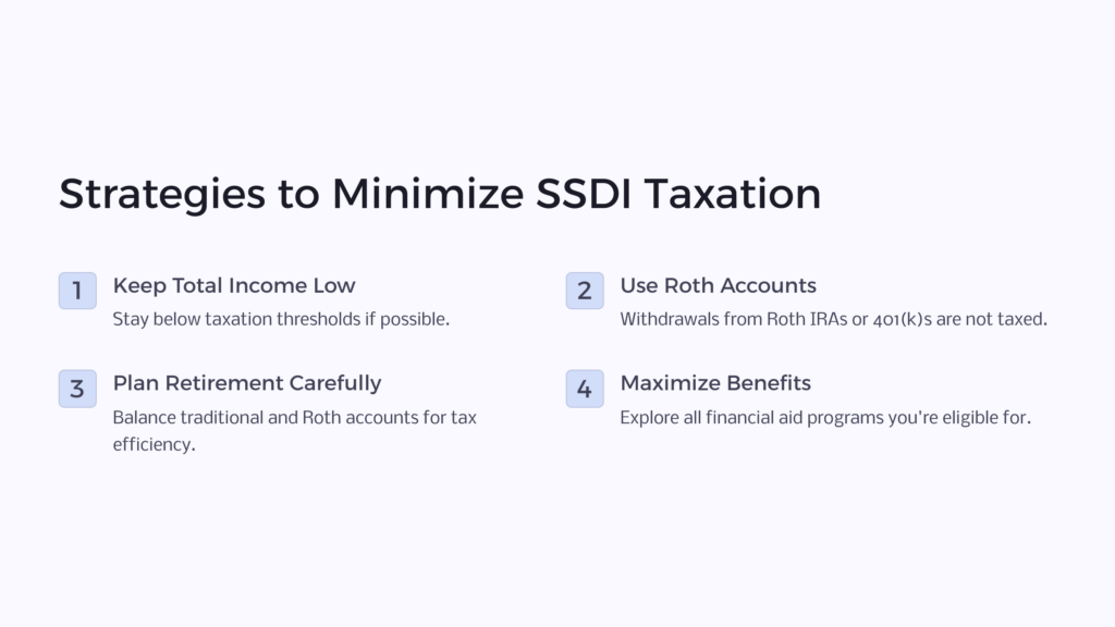 SSDI Minimize Tax Strats infographic