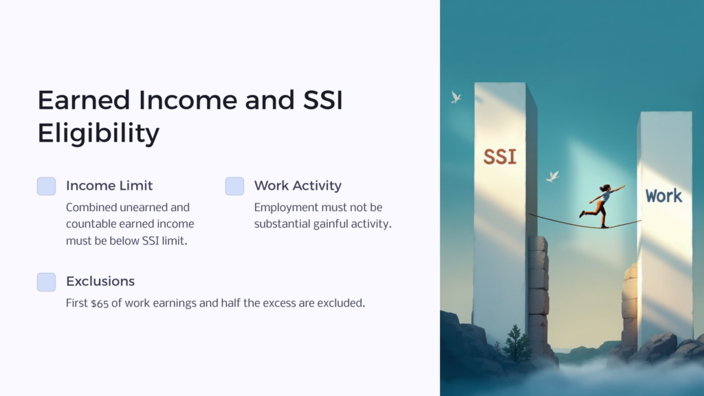 SSI and Earned Income Eligibility infographic