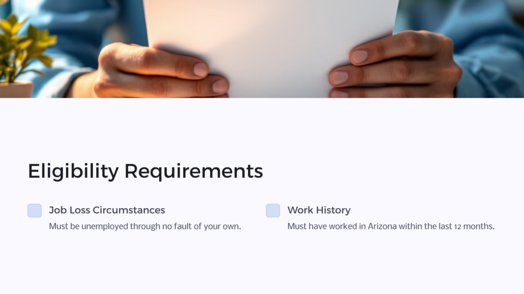 Eligibility for Unemployment Benefits in Arizona infographic