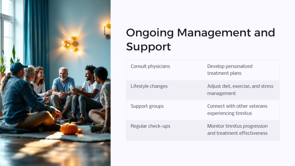 tinnitus management and support infographic
