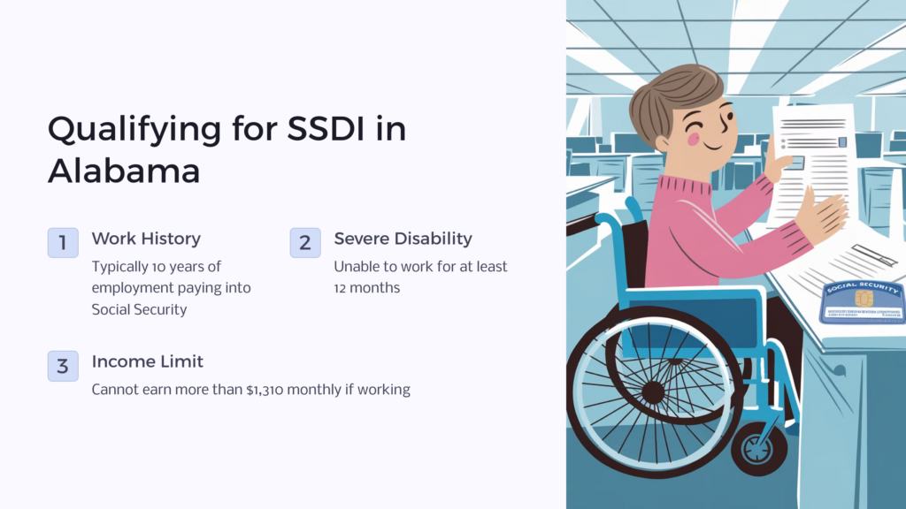 Qualify for SSDI in Alabama infographic