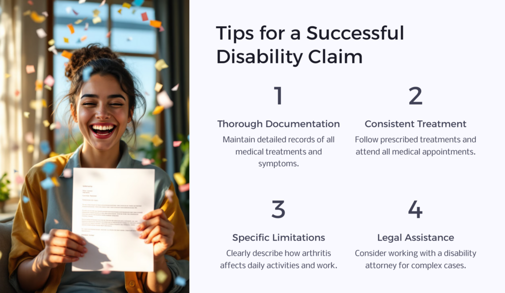 Arthritis successful disability claim infographic