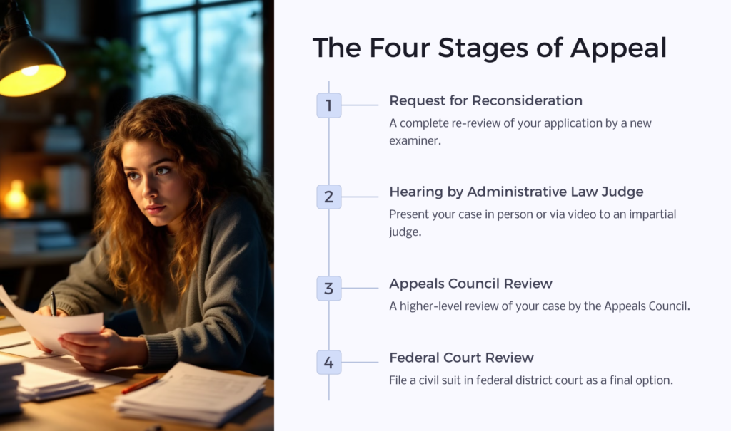 SSDI Appeal Stages infographic