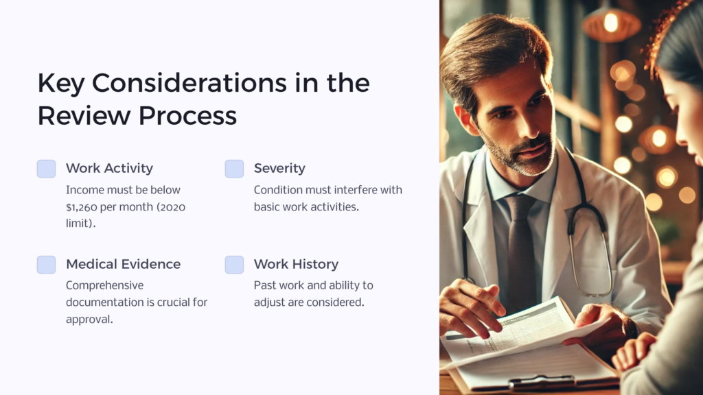 SSDI Review Process Considerations infographic