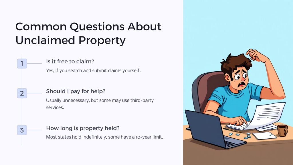 Unclaimed Property Common Questions infographic