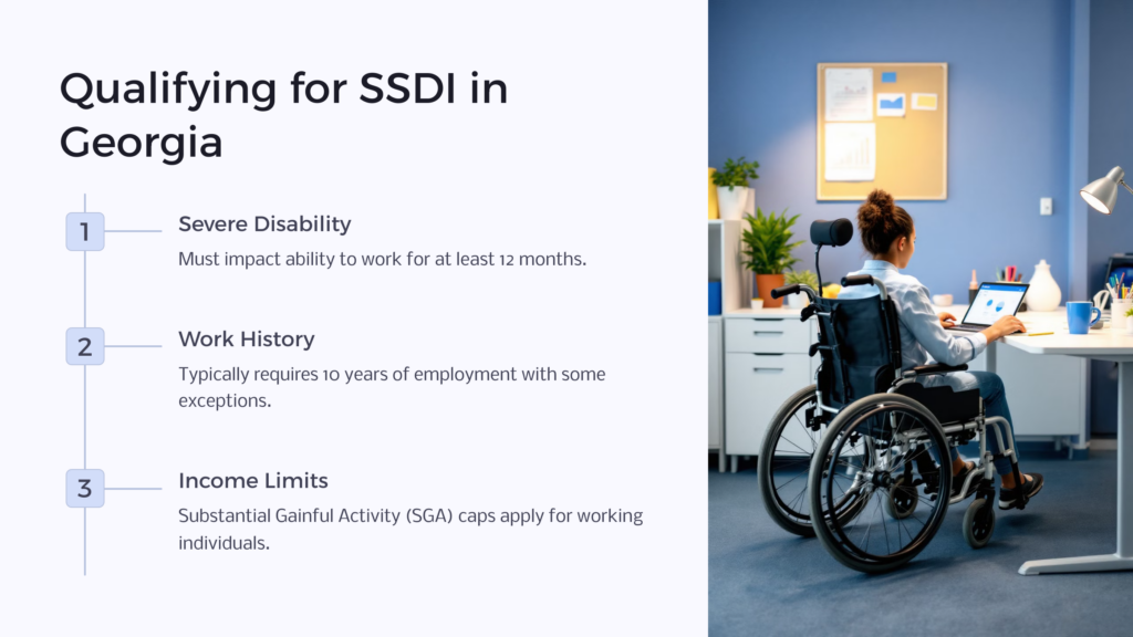 Qualify for SSDI in Georgia infographic