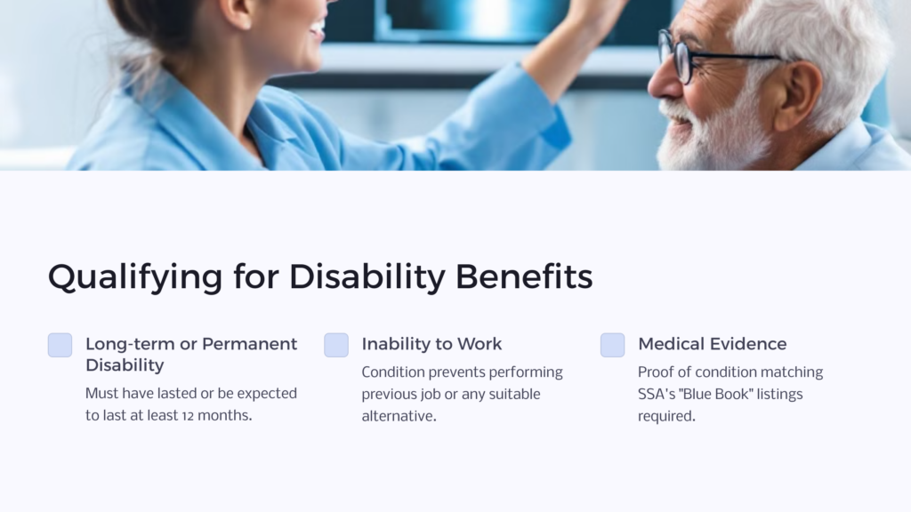 Qualifying for Disability Benefits infographic