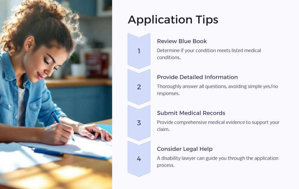 Disability Application Tips infographic