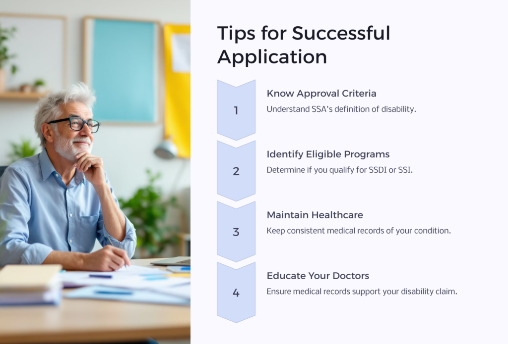 Disability Application Tips Over 55 infographic