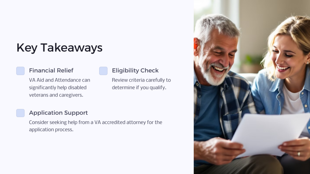 VA Aid and Attendance Takeaways infographic