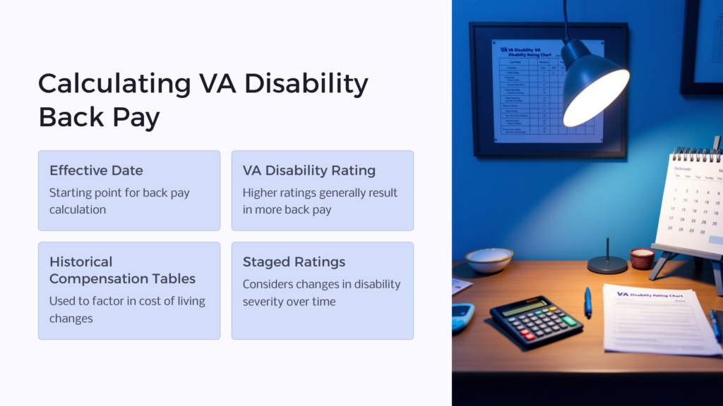 calculate VA disability back pay infographic