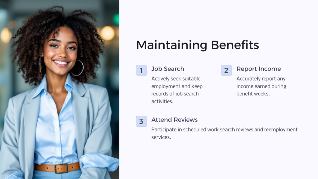 Maintaining Unemployment Benefits infographic