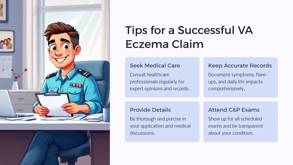 Eczema VA Claim Tips infographic