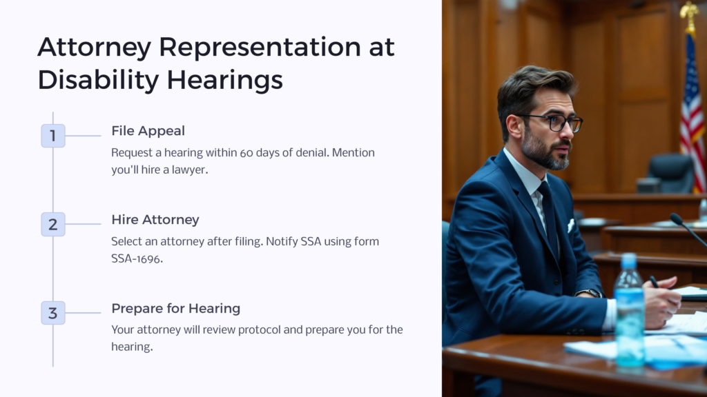 Attorney Representation at Disability Hearings infographic