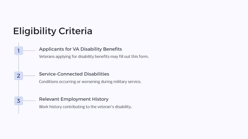 VA Form 21-4192 Eligibility infographic