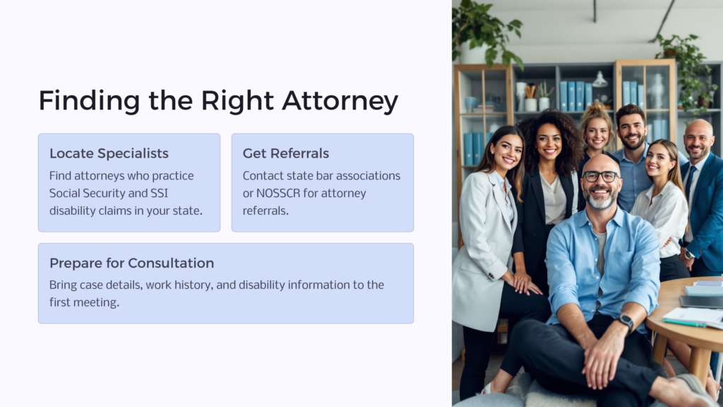 Finding a Disability Attorney infographic