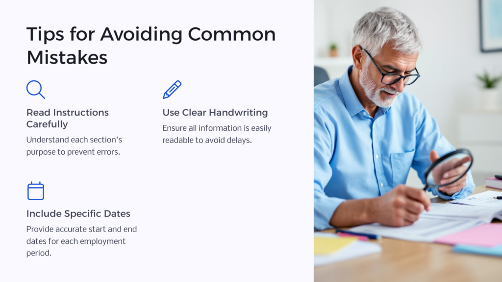 VA Form 21-4192 Common Mistakes infographic