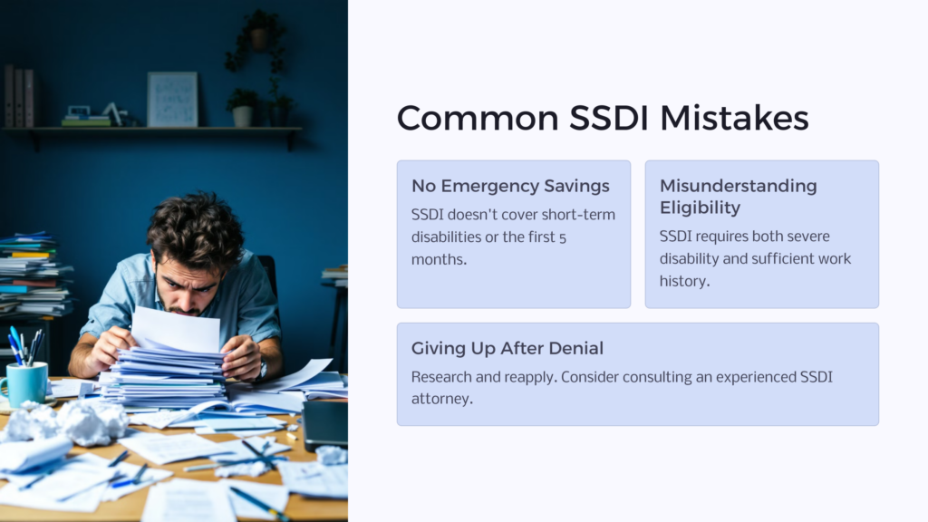 Common SSDI Mistakes infographic