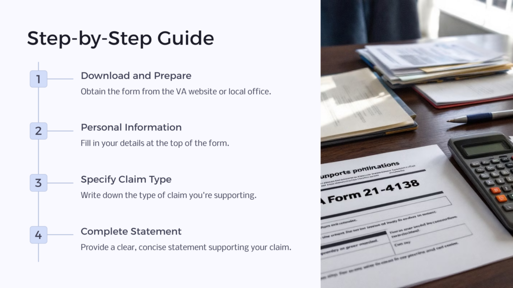 VA Form 21-4138 Guide infographic