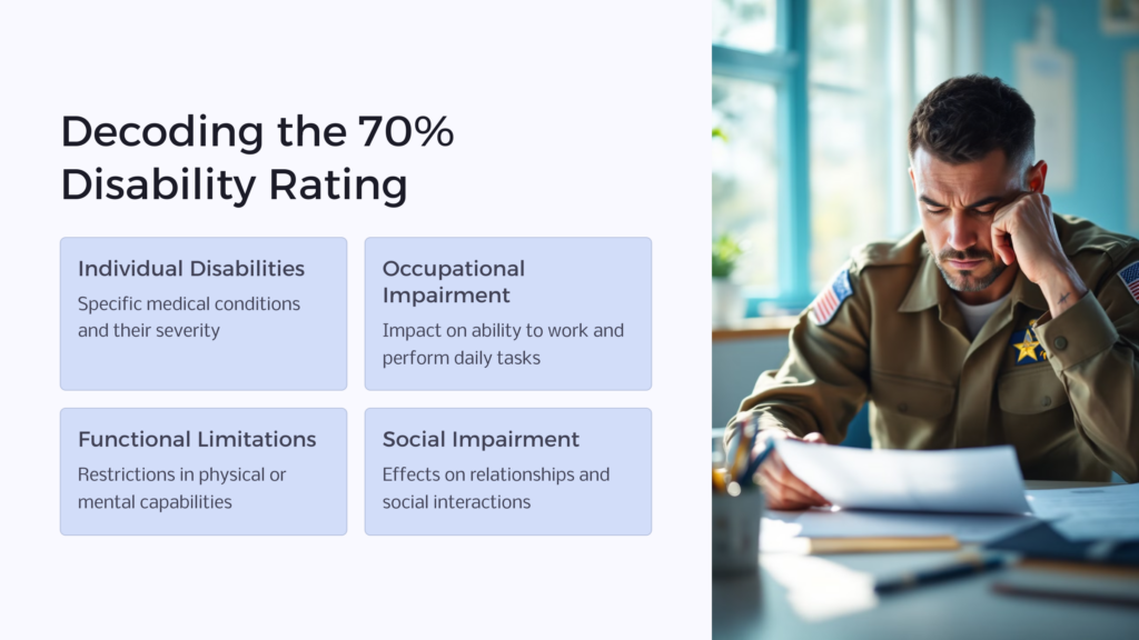 Decoding 70 Percent VA Disability infographic