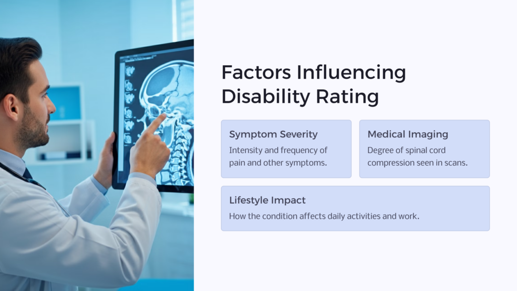 Cervical Spinal Stenosis Disability Rating Factors infographic