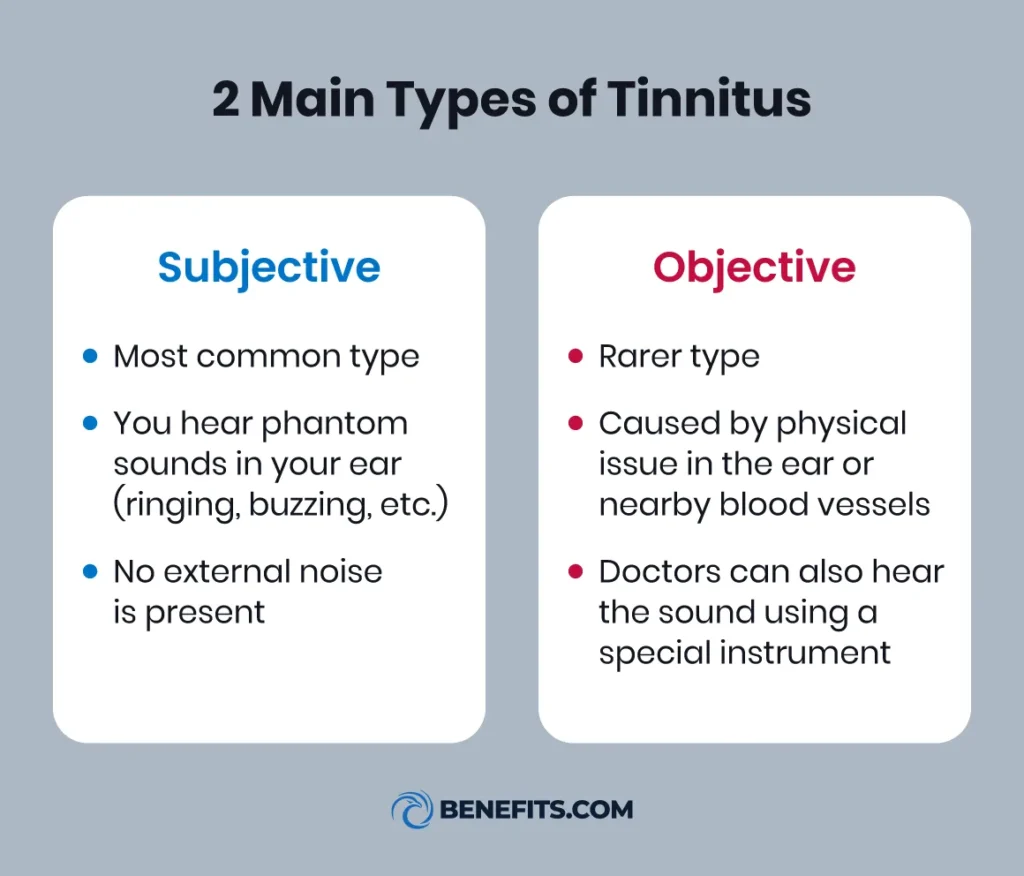 Graphic describing the two main types of tinnitus.