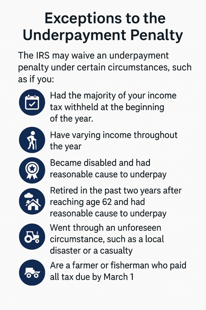 Underpayment Penalty Exceptions infographic