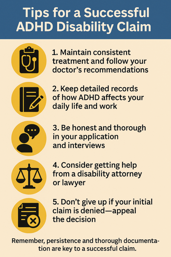 ADHD Disability Claim Tips infographic
