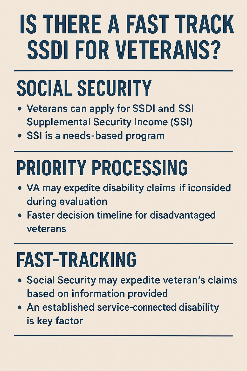Fast Track SSDI for Veterans infographic