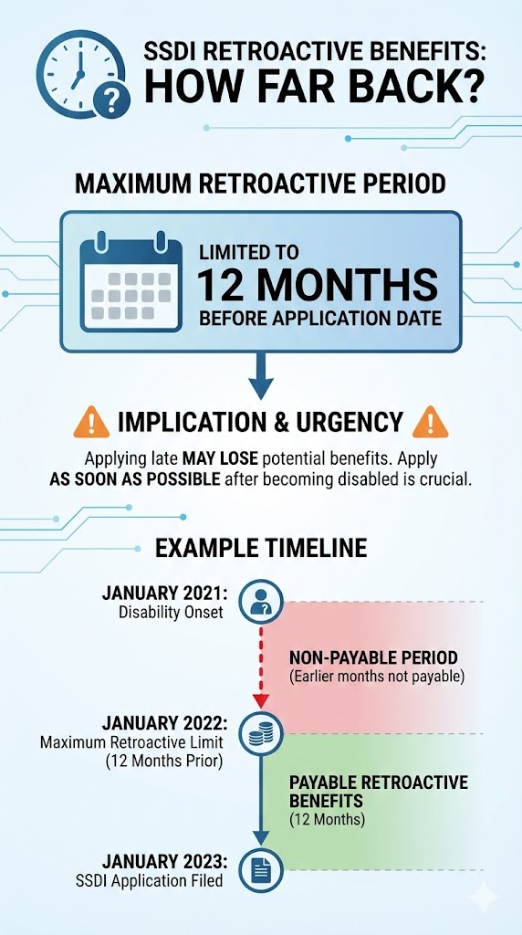 SSDI Retroactive Benefits: How Far Back infographic