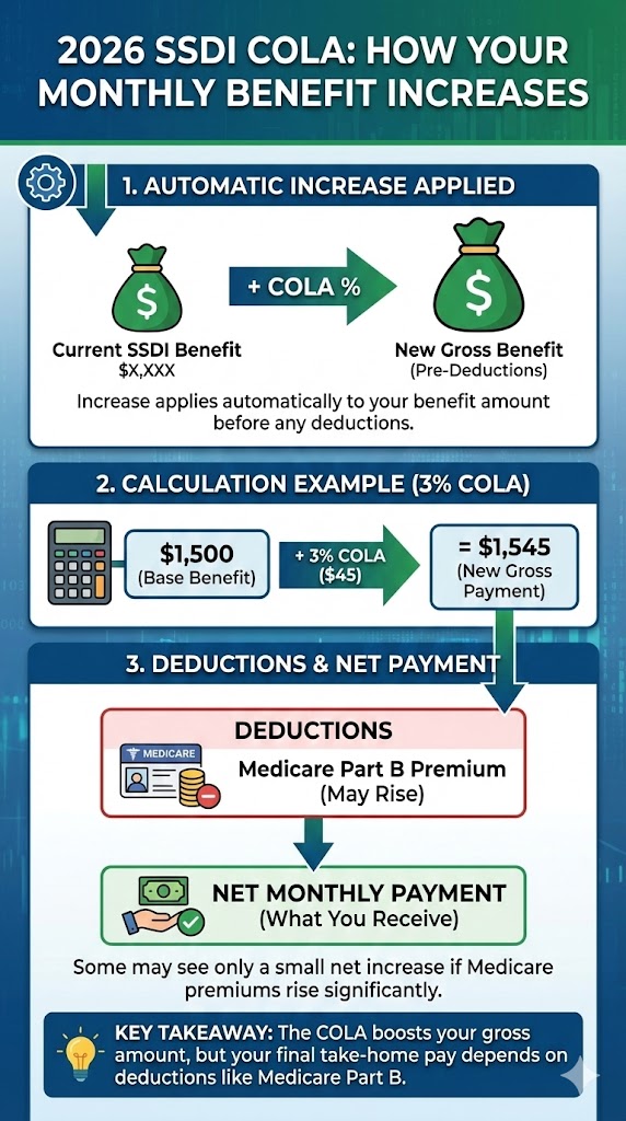 2026 SSDI Cola Benefit Increase infographic