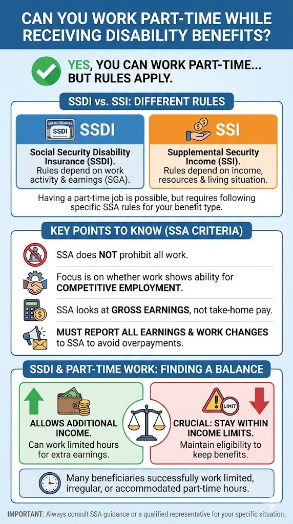 Part Time Work with Disability Benefits infographic