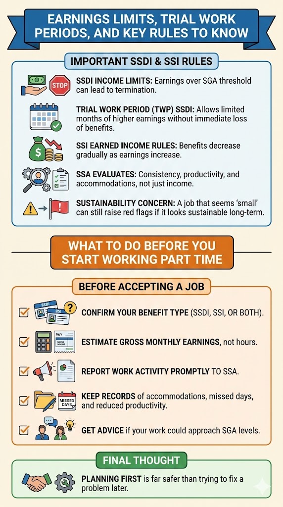 Part Time Work Earning Limits infographic