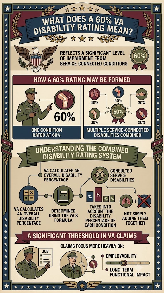 60% VA Disability Rating infographic